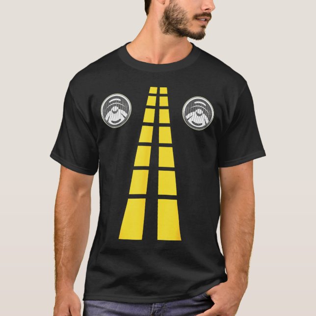 Deer Headlights With Road Markings Couples Costume T-Shirt (Front)