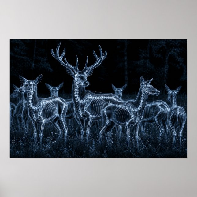 Deer Herd Night X-Ray Poster (Front)