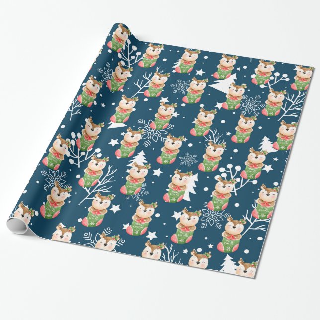 Deer Holidays Customise Wrapping Paper (Unrolled)