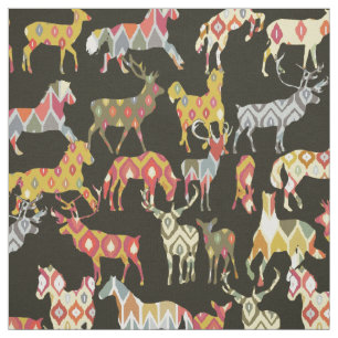 deer horse ikat party fabric