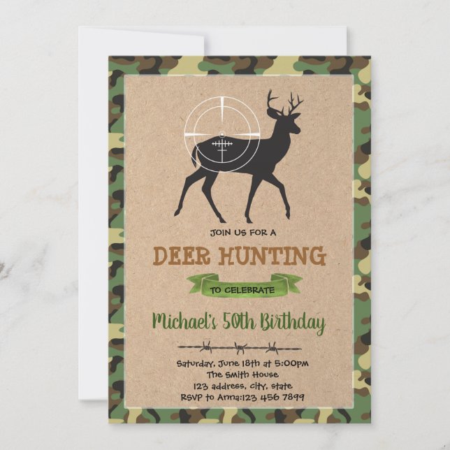Deer hunt birthday invitation (Front)