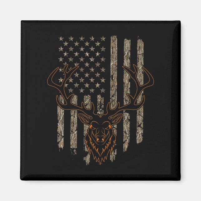 Deer Hunter American Flag Tree Camouflage Deer Hun Magnet (Front)