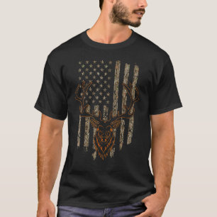 Deer Hunter American Flag Tree Camouflage Deer Hun T-Shirt