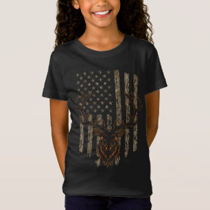 Deer Hunter American Flag Tree Camouflage Deer Hun T-Shirt