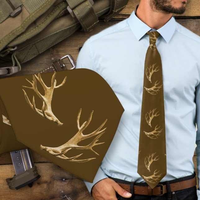 Deer Hunter Antlers Dark Brown Tie (Creator Uploaded)