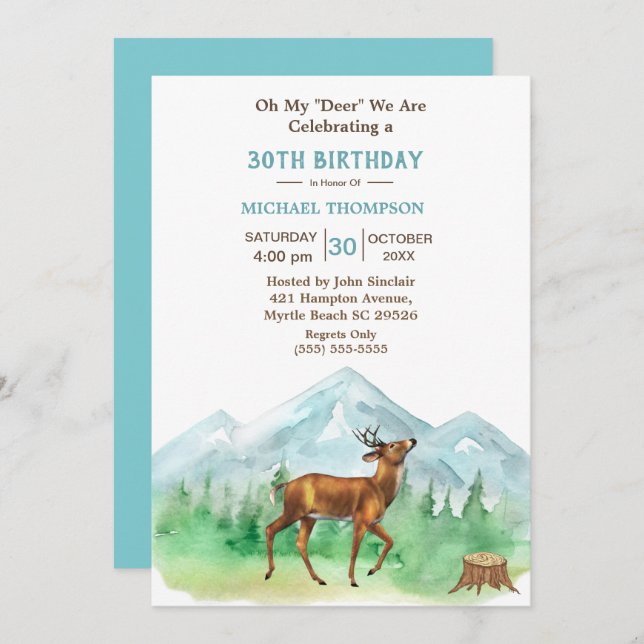 Deer Hunter Any Age Birthday Invitation (Front/Back)
