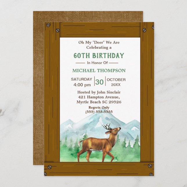 Deer Hunter Any Age Birthday Invitation (Front/Back)