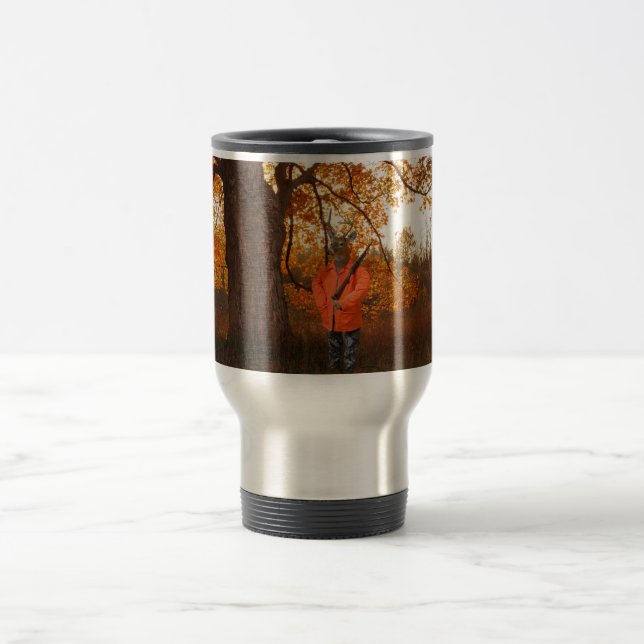deer hunter big buck with rifle travel mug (Center)