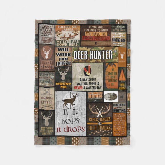 Deer Hunter Blanket Christmas Gift For Hunter, (Front)