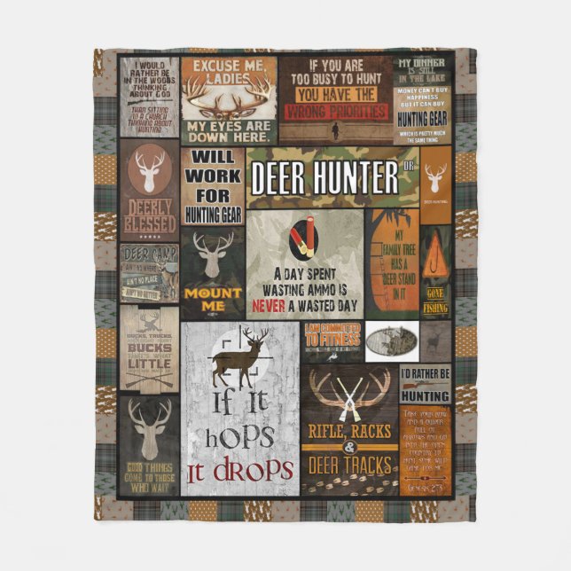 Deer Hunter Blanket Christmas Gift For Hunter, (Front)