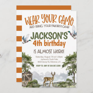 Deer Hunter Camo Birthday Invitation