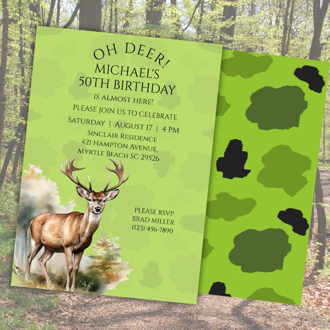 Deer Hunter Camouflage Birthday Invitation (Creator Uploaded)