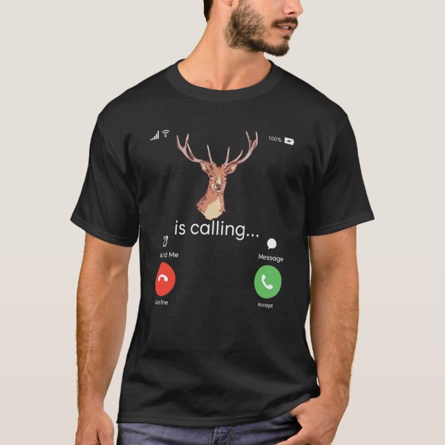 Deer Hunter Deer Stuff Print Reindeer Catching Dee T-Shirt (Front)