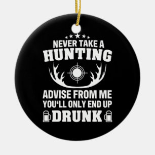 Deer Hunter Drinking Ceramic Tree Decoration