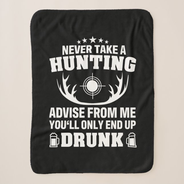 Deer Hunter Drinking Sherpa Blanket (Front)
