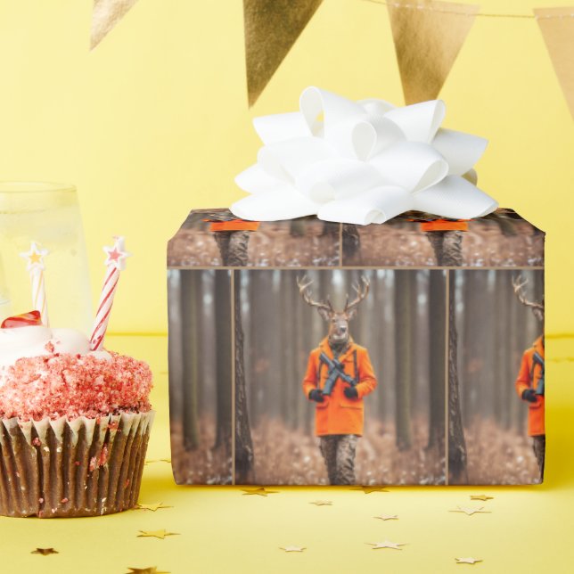 Deer Hunter With a Rifle In a Forest Wrapping Paper (Birthday Party)