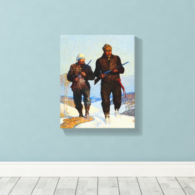 Deer Hunters by Newell Convers Wyeth Canvas Print (Insitu(Wood Floor))