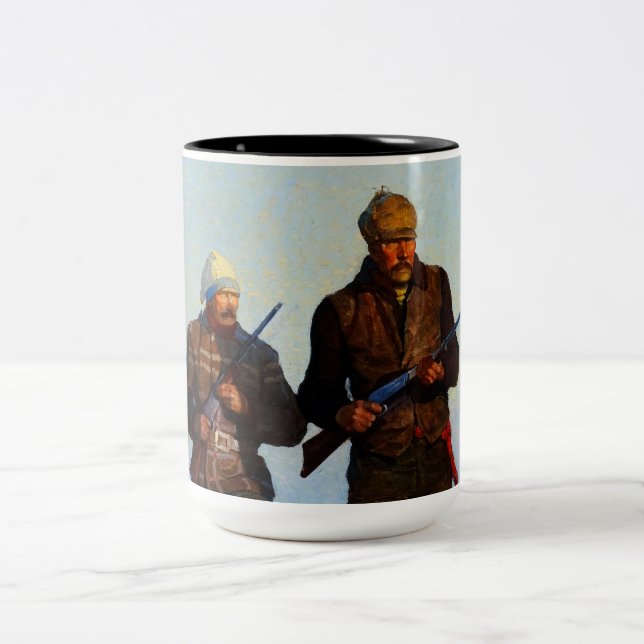 Deer Hunters by Newell Convers Wyeth Two-Tone Coffee Mug (Center)