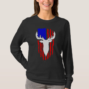 Deer Hunting American Flag 4th of July Patriotic U T-Shirt