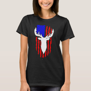 Deer Hunting American Flag 4th of July Patriotic U T-Shirt