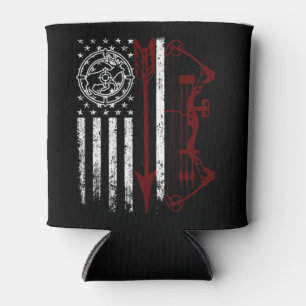 Deer Hunting American Flag Bow Hunting Can Cooler
