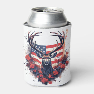 Deer Hunting American Flag Can Cooler