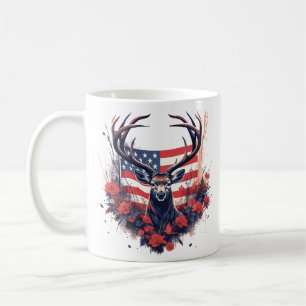 Deer Hunting American Flag Coffee Mug