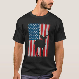 Deer Hunting American Flag T-Shirt