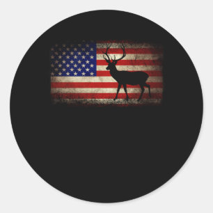 Deer Hunting American Flag USA Proud Hunter Classic Round Sticker