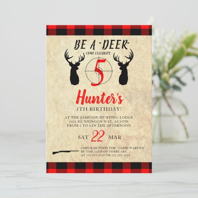 Deer Hunting Birthday Party Invitation (Standing Front)