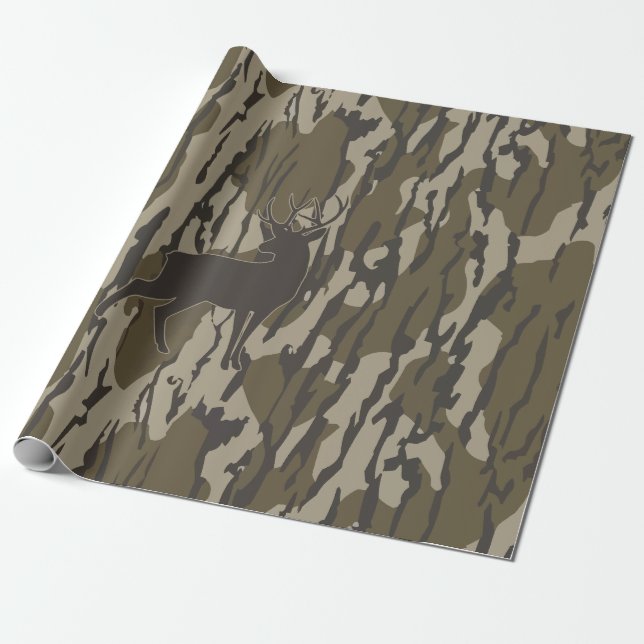 Deer Hunting Bottomland Camo Deer Bottomland Camo Wrapping Paper (Unrolled)