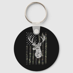 Deer Hunting Camo American Flag Key Ring