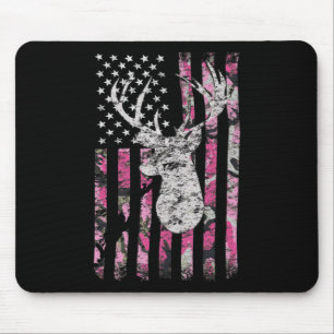 Deer Hunting Camo American Flag Pink Buck Mouse Pad