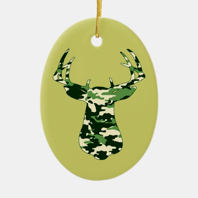 Deer Hunting Camo Buck Ceramic Tree Decoration (Front)