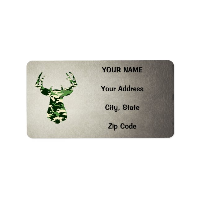 Deer Hunting Camo Buck Label (Front)