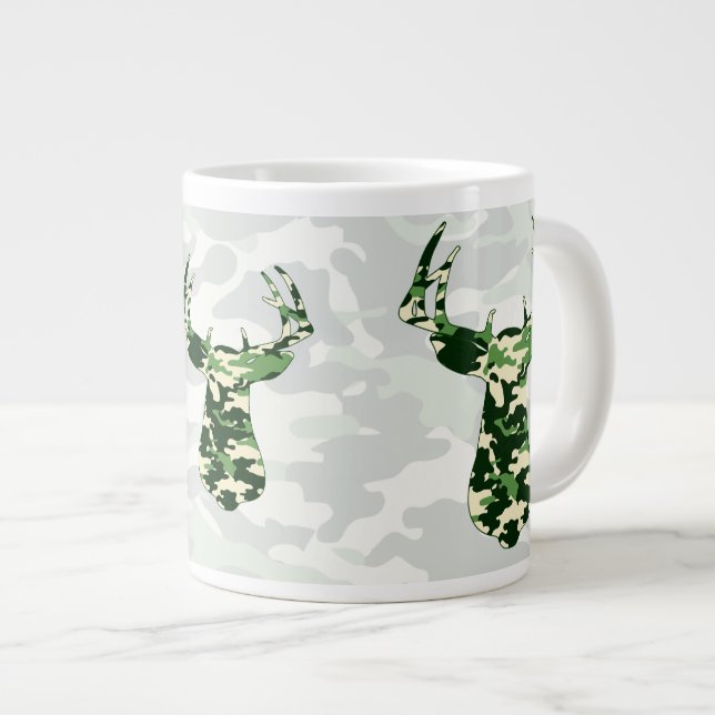 Deer Hunting Camo Buck Large Coffee Mug (Front Right)