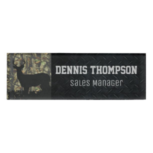 Deer Hunting Camo Office Job Title Diamond Plate
