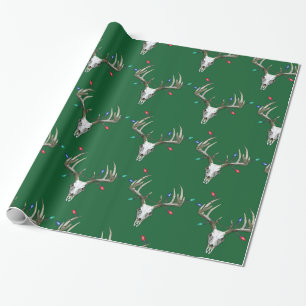 Deer Hunting Christmas Lights in Antlers  Wrapping Paper