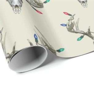 Deer Hunting Christmas Lights in Antlers  Wrapping Paper