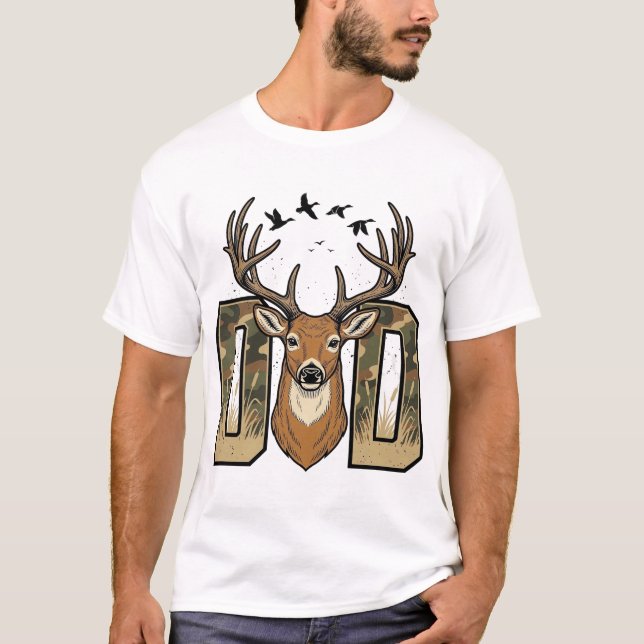 Deer Hunting Dad Camo Buck Vector Shirt Design_1 (Front)