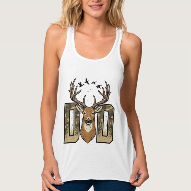 Deer Hunting Dad Camo Buck Vector Shirt Design_1 (Front)