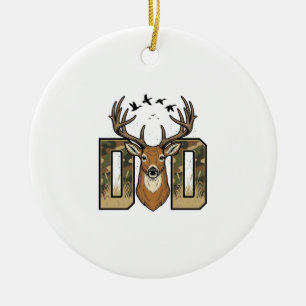 Deer Hunting Dad Camo Buck Vector Shirt Design_1 Ceramic Tree Decoration