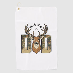 Deer Hunting Dad Camo Buck Vector Shirt Design_1 Golf Towel
