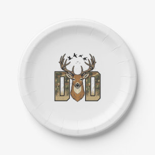 Deer Hunting Dad Camo Buck Vector Shirt Design_1 Paper Plate