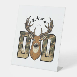 Deer Hunting Dad Camo Buck Vector Shirt Design_1 Pedestal Sign