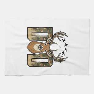 Deer Hunting Dad Camo Buck Vector Shirt Design_1 Tea Towel