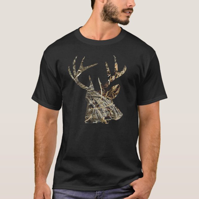 Deer Hunting - Deer Head Camoflauge Tshirt (Front)