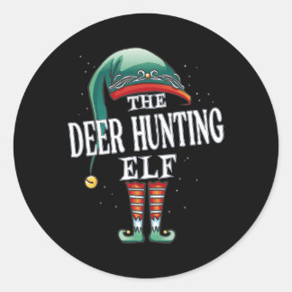 Deer Hunting Elf Christmas Group Xmas Pajama Party Classic Round Sticker