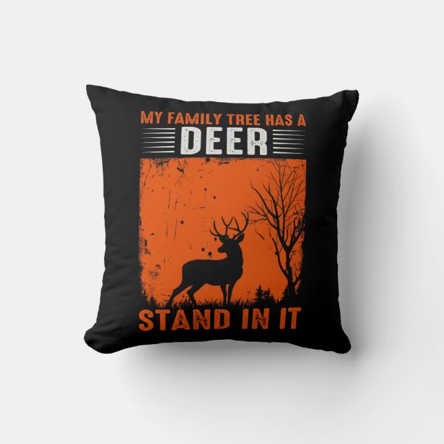 Deer Hunting Family Tree Cushion (Front)