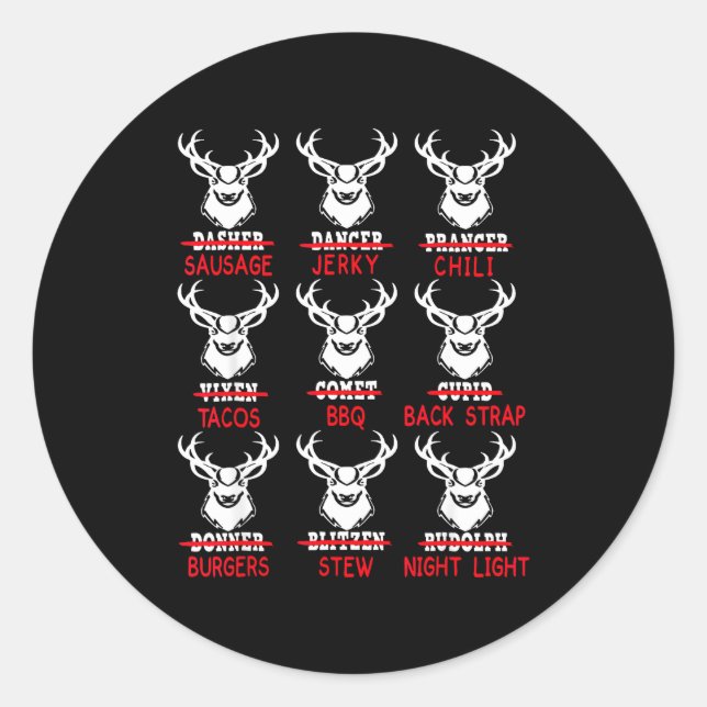 Deer Hunting Gift Hunter Of All Santa's Reindeer  Classic Round Sticker (Front)